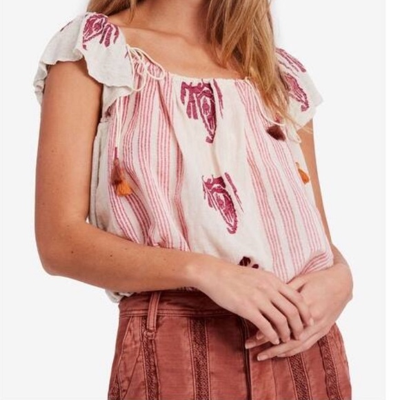 Free People Tops - FREE PEOPLE: Womens Pukka Embroidered Knit Blouse - Size Medium
